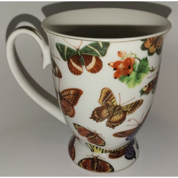 Butterfly Fine Porcelain China Mug Tea Cup - Very Rare Beautiful Butterflies! - Picture 11 of 12